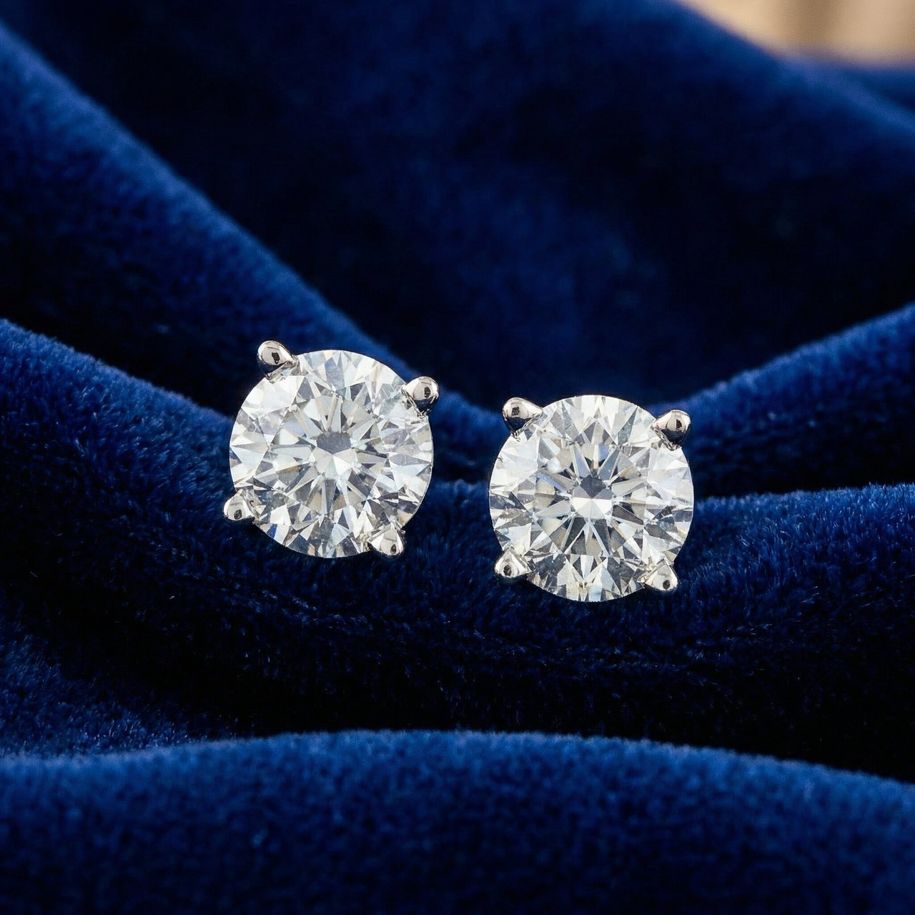 アクセサリー DIAMOND SLAB STUD EARRING 3/4 Ct Diamond Screw Back Studs 14k White Gold Lab Grown Eco Friendly